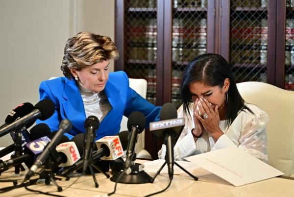 Graves seen crying during the press conference.