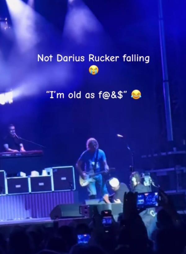 Darius Rucker falling at the Charleston show, caught on camera by fan.